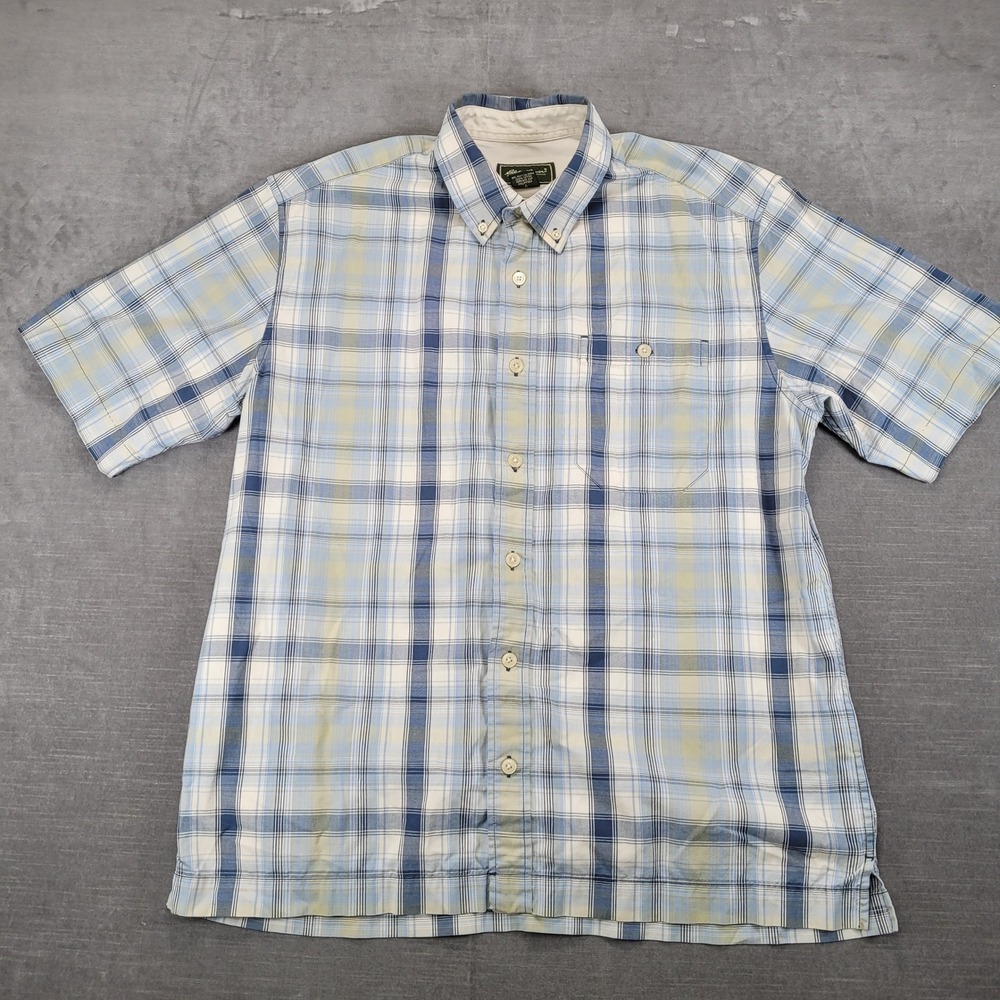 Eddie Bauer Y2K Plaid Button Up Short Sleeve Casual Shirt Outdoor Mens L